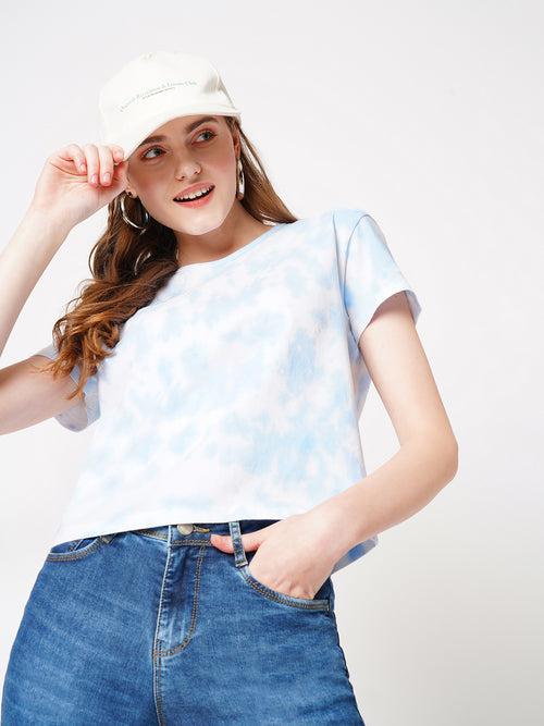 Women Tie & Dye Relaxed Fit Crop T-Shirt