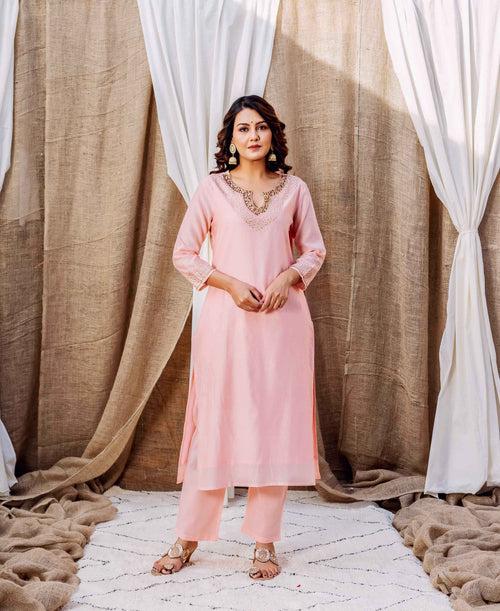 Rose Radiance Chanderi Kurta