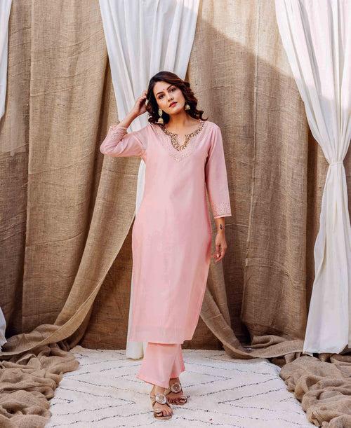 Rose Radiance Chanderi Kurta