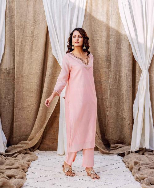 Rose Radiance Chanderi Kurta