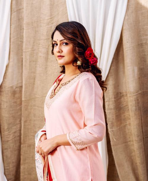 Rose Radiance Chanderi Kurta