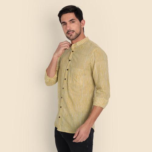 Wave Hand Block Printed Shirt for Men