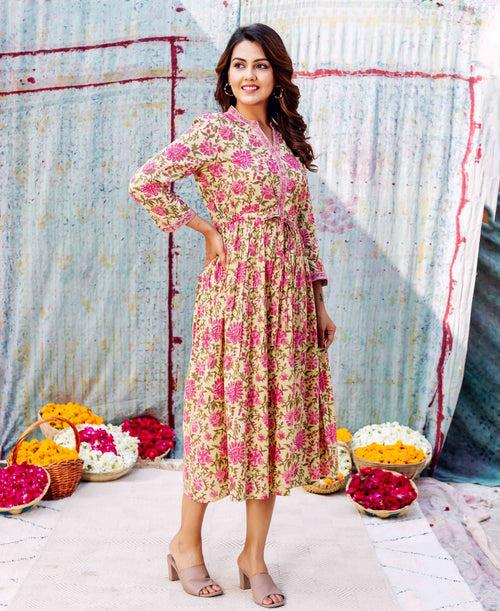 Aashi Hand Block Printed Cotton Dress