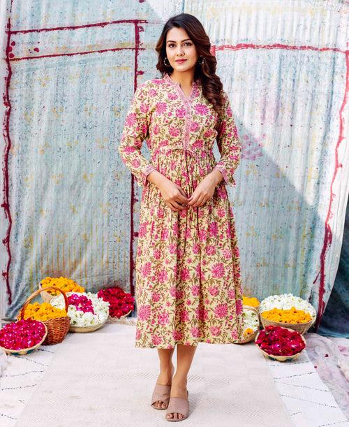 Aashi Hand Block Printed Cotton Dress