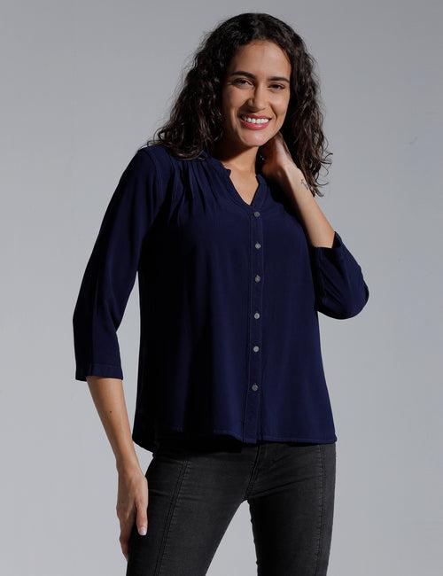 Women Solid Viscose Regular Fit Casual Shirt