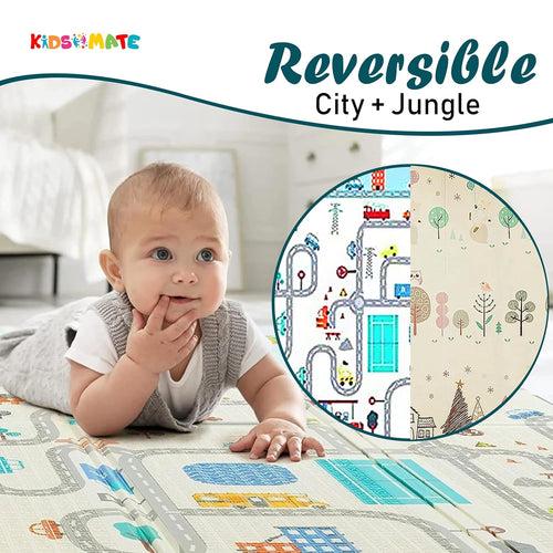 Kidsmate Baby Town Extra Large Reversible Baby Play Mat | BPA Free Learning & Crawling Foldable Foam Mat