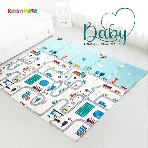Kidsmate Baby Town Extra Large Reversible Baby Play Mat | BPA Free Learning & Crawling Foldable Foam Mat
