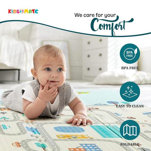 Kidsmate Baby Town Extra Large Reversible Baby Play Mat | BPA Free Learning & Crawling Foldable Foam Mat