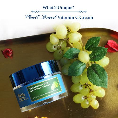 Women's Grape Seed Face Cream with Plant Based Vitamin C For Oily & Acne Prone Skin (19 herbs, 50g)