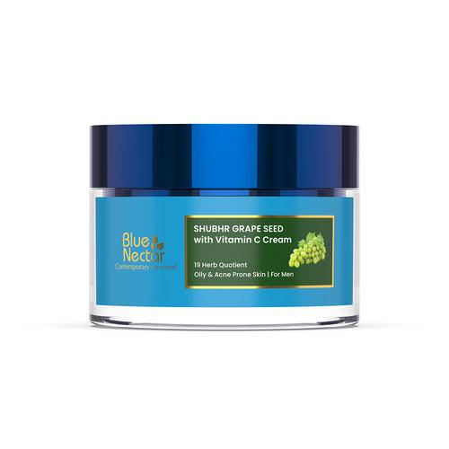 Men's Grape Seed Face Cream For Oily & Acne Prone Skin (19 herbs, 50g)