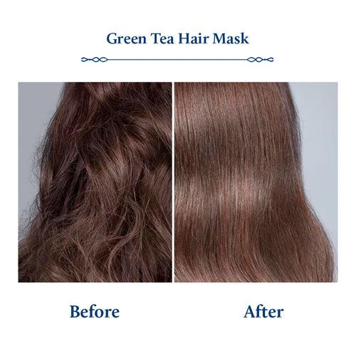 Green Tea Hair Mask for Dry & Frizzy Hair with Plant Based Biotin (13 herbs, 200g)