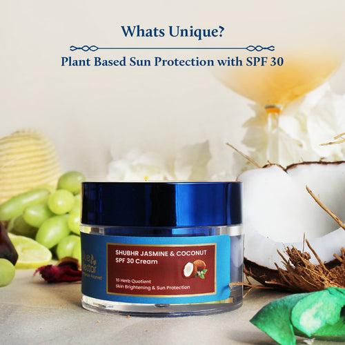 Women's Coconut Sunscreen SPF 30 Face Cream For Sun Protection & Skin Brightening (16 herbs, 50g)