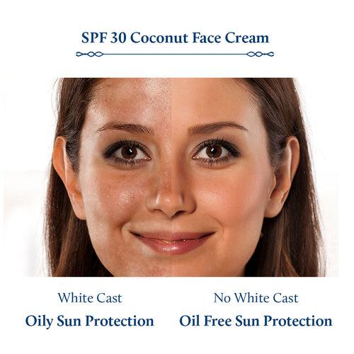 Women's Coconut Sunscreen SPF 30 Face Cream For Sun Protection & Skin Brightening (16 herbs, 50g)