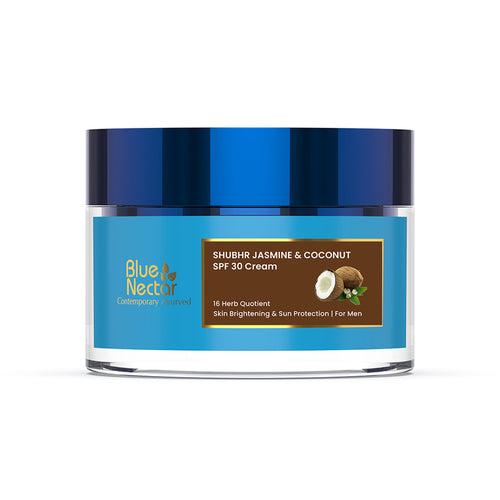 Men's Coconut Sunscreen SPF 30 Face Cream For Sun Protection & Skin Brightening (16 Herbs, 50g)