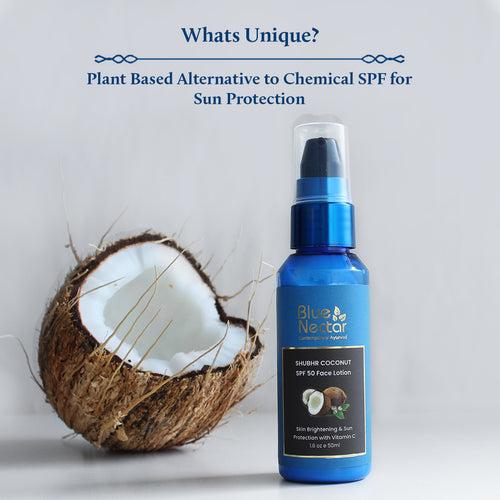 Coconut Sunscreen SPF 50 Face Lotion for Sun Protection (18 herbs, 50ml)