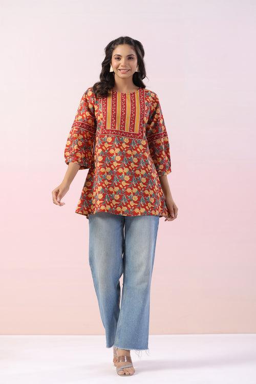 Yoke-Me-Not Cotton Printed Top