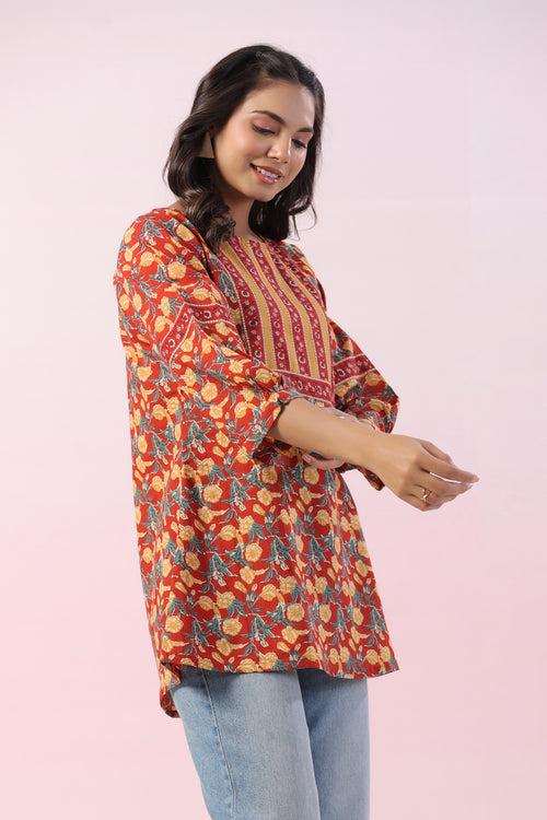 Yoke-Me-Not Cotton Printed Top