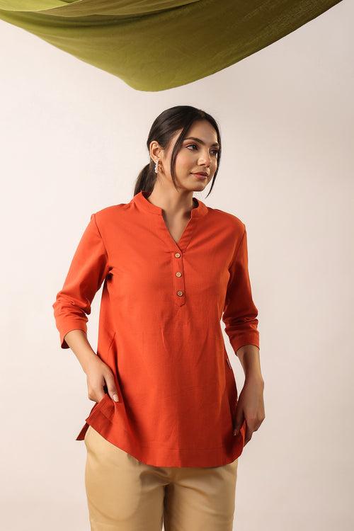 Orange Rust Cotton Top