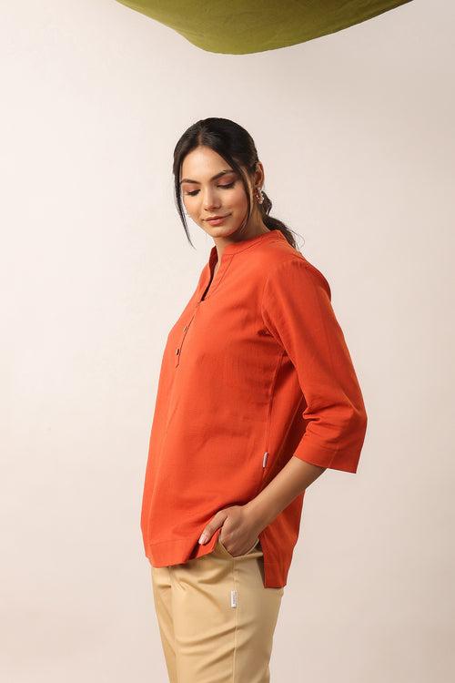 Orange Rust Cotton Top