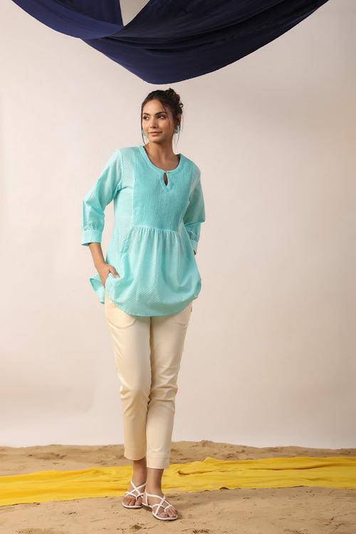 Iris Blue Cotton Top