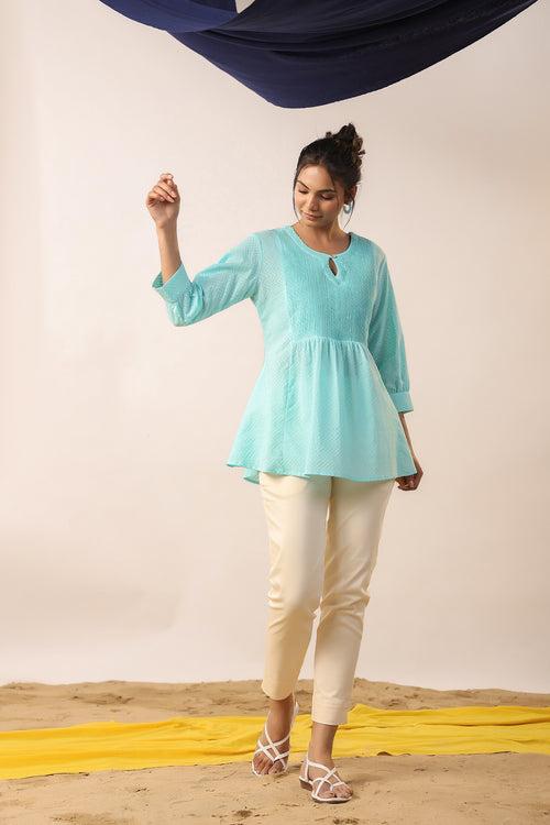 Iris Blue Cotton Top