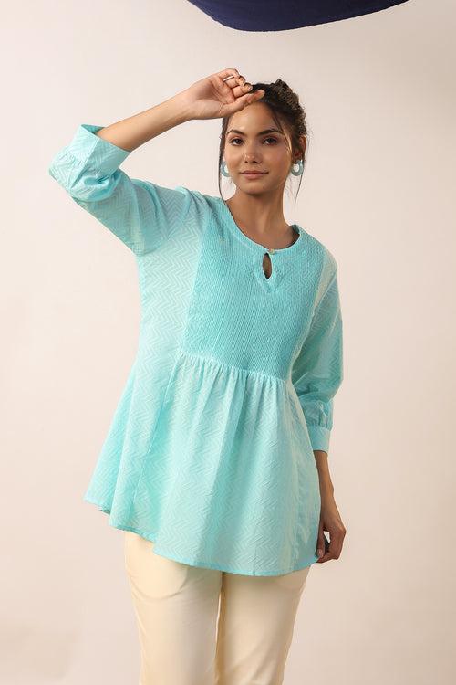 Iris Blue Cotton Top