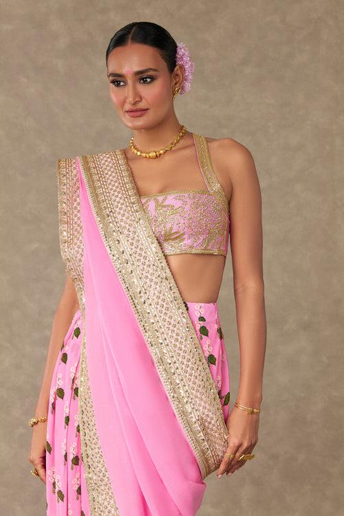 Pink Cotton Candy Dhoti Saree