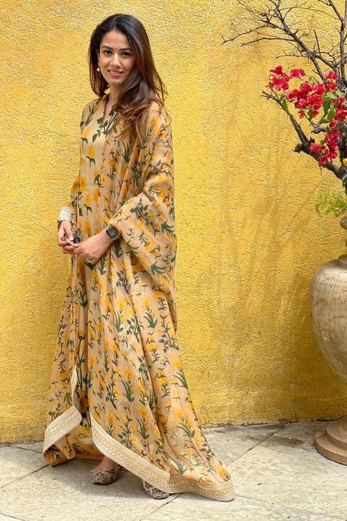 Beige Autumn Bouquet Kurta Set