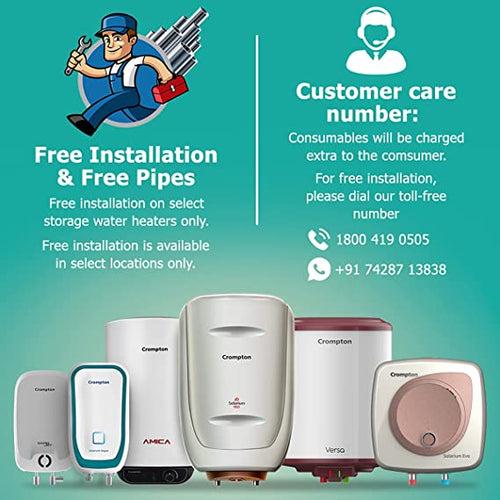 Crompton Solarium Aura 10-L 5 Star Rated Storage Water Heater with Free Installation and connection pipes (White)