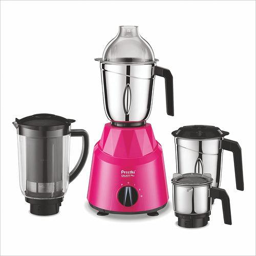 Preethi Galaxy Plus MG-250 Mixer grinder, 750 watt, Pink/Black, 4 Jars - Super Extractor juicer Jar, Vega W5 Motor with 5yr Warranty & Lifelong Free Service