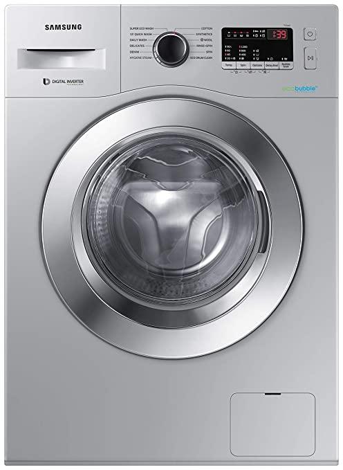 Samsung 6.5 Kg Inverter 5 star Fully-Automatic Front Loading Washing Machine (WW66R22EK0S/TL, Silver Hygiene Steam)