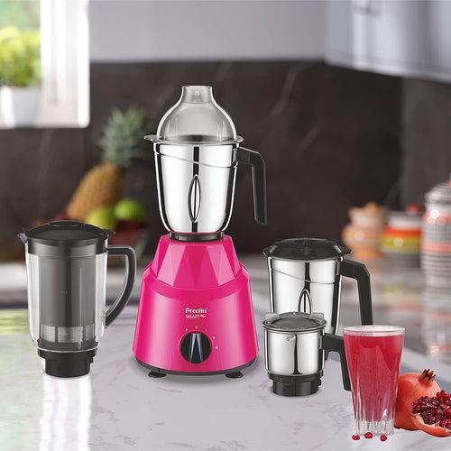 Preethi Galaxy Plus MG-250 Mixer grinder, 750 watt, Pink/Black, 4 Jars - Super Extractor juicer Jar, Vega W5 Motor with 5yr Warranty & Lifelong Free Service