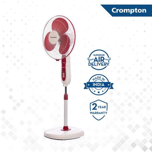 Crompton High Flo Neo High Speed 400 mm (16 inch) 50W Oscillating Pedestal Fan (Crimson Red)