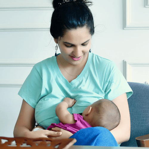 Breastfeeding T-shirt with Short sleeves and V neck