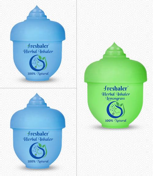 Freshaler Herbal Inhaler Classic (2) & Lemongrass (1) - Pack of 3