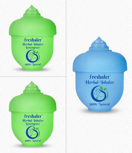 Lemongrass (2) & Freshaler Herbal Inhaler Classic (1) - Pack of 3