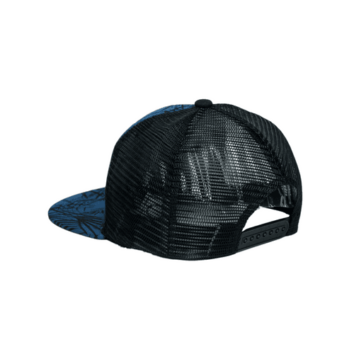 Chokore Printed Flat Brim Baseball Cap with Mesh Detailing (Blue)