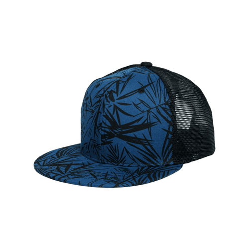 Chokore Printed Flat Brim Baseball Cap with Mesh Detailing (Blue)