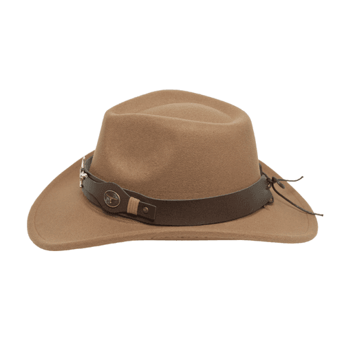 Chokore cowboy hat with Ox head belt  (khaki)