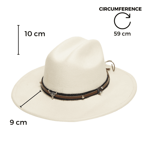 Chokore American Cowhead Pinched Cowboy Hat   (Off White)