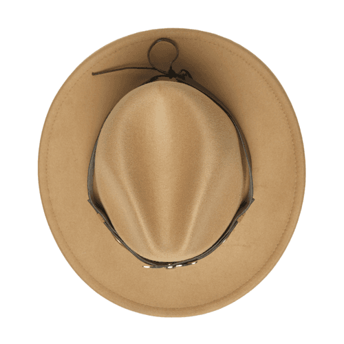 Chokore Fedora Hat with Ox head belt  (Light Brown)