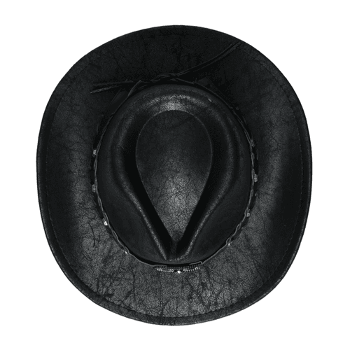 Chokore Vintage Bullhead Wide-Brim Cowboy Hat (Black)