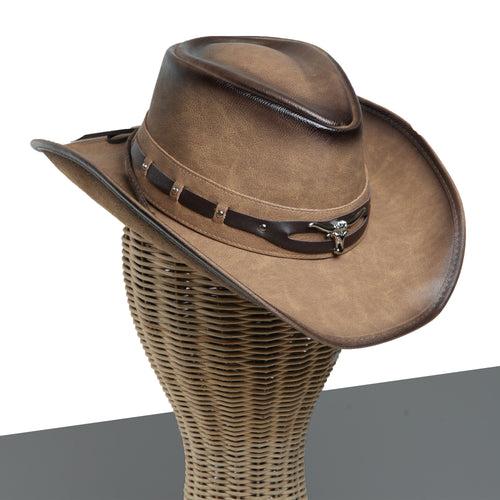 Chokore Vintage Cowboy Hat with Ox head Belt (Light Brown)