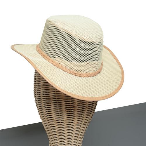 Chokore Mesh Cowboy Hat with Braided Belt (Beige)