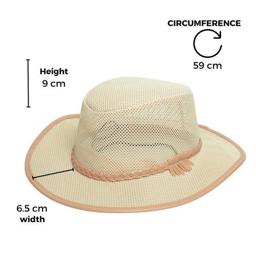 Chokore Mesh Cowboy Hat with Braided Belt (Beige)