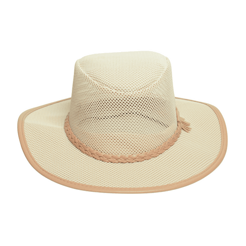 Chokore Mesh Cowboy Hat with Braided Belt (Beige)