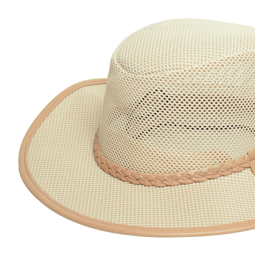 Chokore Mesh Cowboy Hat with Braided Belt (Beige)