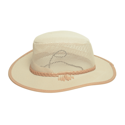 Chokore Mesh Cowboy Hat with Braided Belt (Beige)