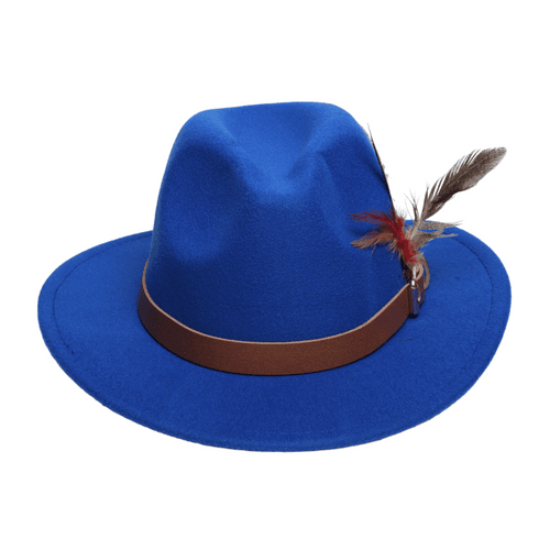 Chokore Feathered Jazz Fedora Hat (Blue)