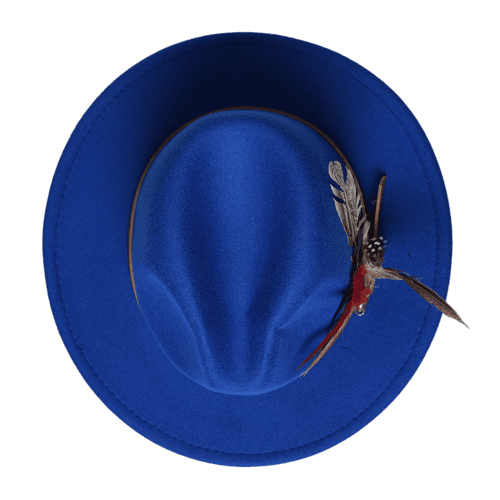 Chokore Feathered Jazz Fedora Hat (Blue)